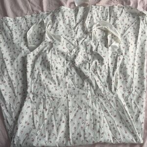 Floral White Dress with Pink flowers